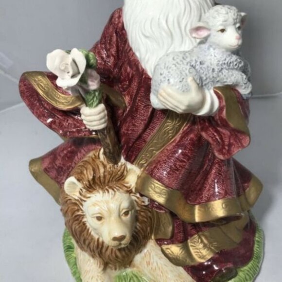 House of Lloyd Peaceful Kingdom Santa with Lion Music Box Christmas Holiday - Picture 4 of 12